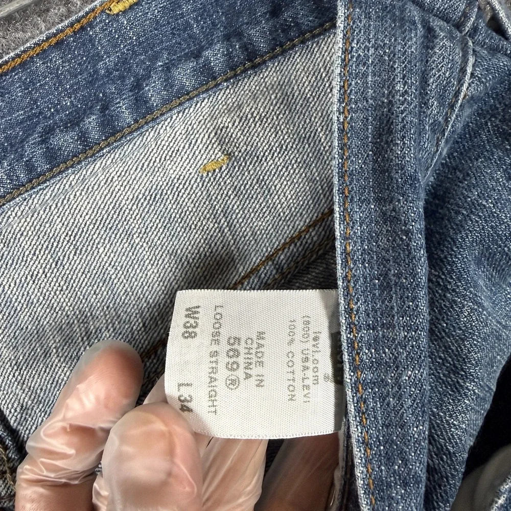 Levis 569 Loose Straight Leg Jeans Blue Denim Medium Wash Mens 38x34 **Read